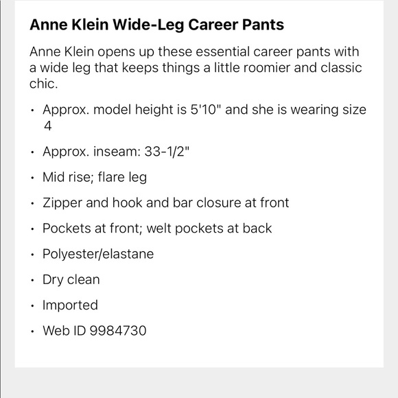 Anne Klein Career Pants - Picture 4 of 5
